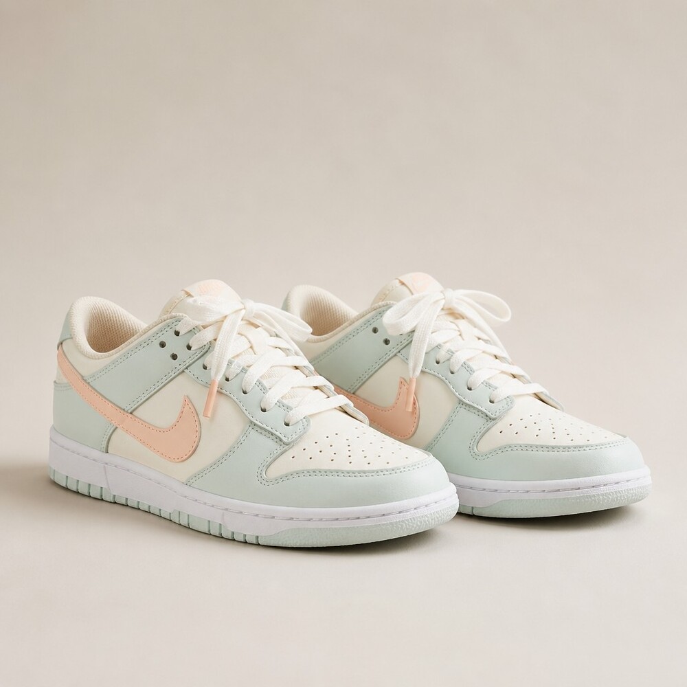 Nike Sneakers White Mint Green Leather Mesh, women's size 9